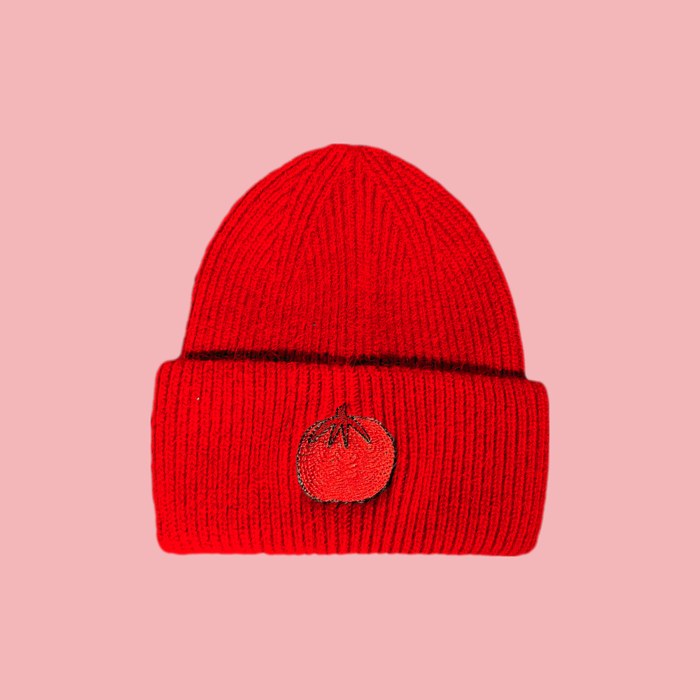 Red Angora Beanie